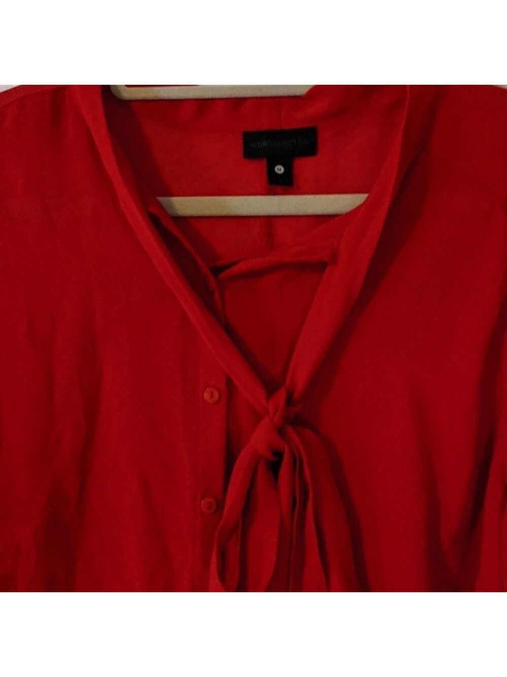 Worthington Red Sheer Top 3/4 Sleeves 1X Holidays Valentine's Day Patriotic - Picture 2 of 8